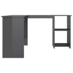 Bureau d'ordinateur moderne en L, poste de travail d'angle réglable avec de nombreuses étagères de rangement pour les espaces compacts