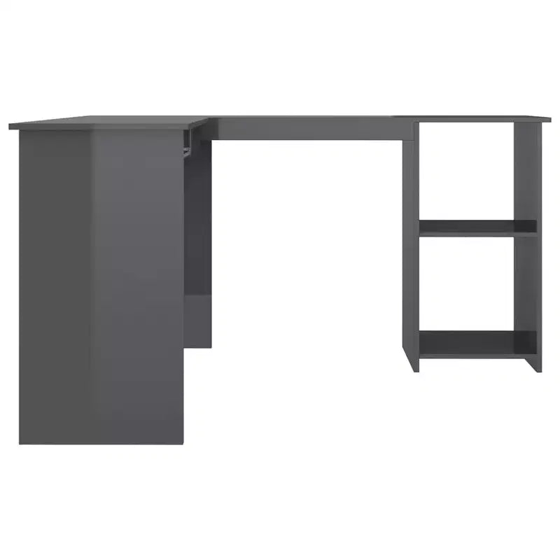 Bureau d'ordinateur moderne en L, poste de travail d'angle réglable avec de nombreuses étagères de rangement pour les espaces compacts