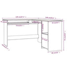 Bureau d'ordinateur moderne en L, poste de travail d'angle réglable avec de nombreuses étagères de rangement pour les espaces compacts