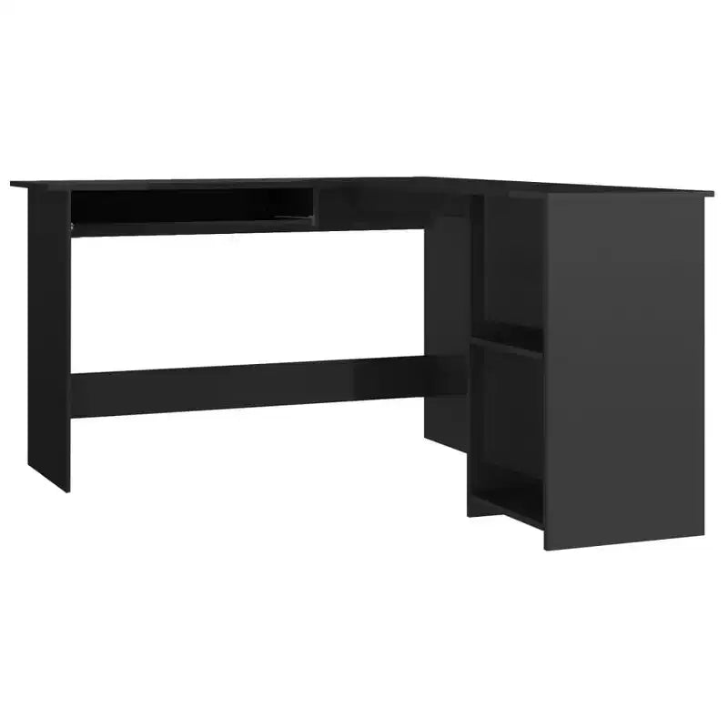 Bureau d'ordinateur moderne en L, poste de travail d'angle réglable avec de nombreuses étagères de rangement pour les espaces compacts