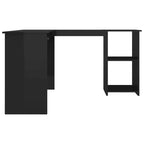 Bureau d'ordinateur moderne en L, poste de travail d'angle réglable avec de nombreuses étagères de rangement pour les espaces compacts