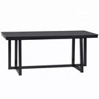 Table à manger, Plateau rectangulaire 180 cm, Pieds tréteaux, Noir moderne