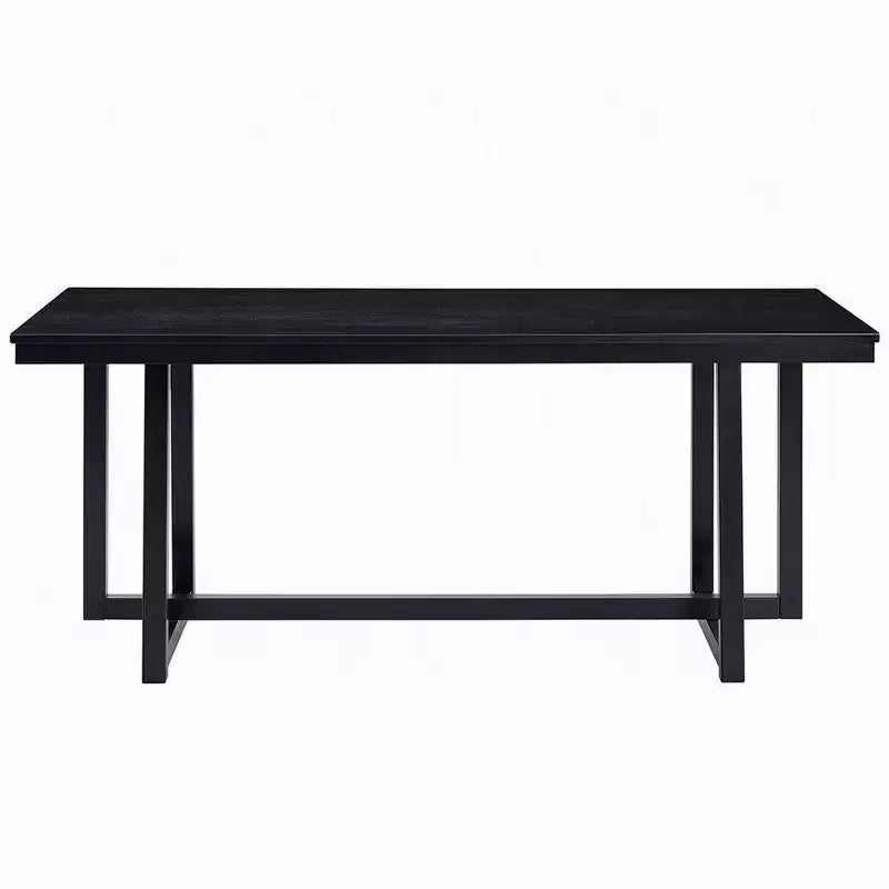 Table à manger, Plateau rectangulaire 180 cm, Pieds tréteaux, Noir moderne