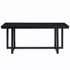 Table à manger, Plateau rectangulaire 180 cm, Pieds tréteaux, Noir moderne