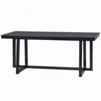 Table à manger, Plateau rectangulaire 180 cm, Pieds tréteaux, Noir moderne
