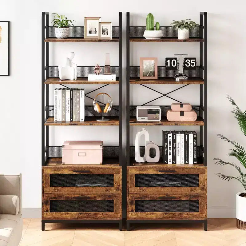 Étagère de style rustique, meuble de rangement à quatre niveaux, adaptée aux chambres, salons et bureaux à domicile