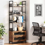 Étagère de style rustique, meuble de rangement à quatre niveaux, adaptée aux chambres, salons et bureaux à domicile