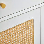 Meuble à chaussures en rotin avec rangement, 2 tiroirs et étagère inférieure, convient pour les entrées, les chambres et les salons.