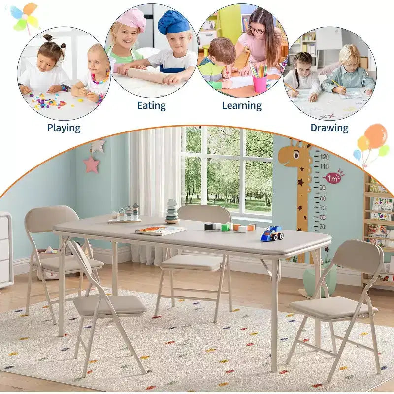 Ensemble de quatre chaises pliantes pour enfants, idéal pour les restaurants, les crèches et les salles de classe. (Chaises uniquement)