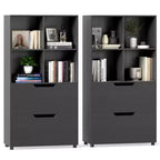 Costway 2PCS 51 5-Tier 4-Cube Bookcase with 2 Drawers for Living Room, Study, Home Office Black/White