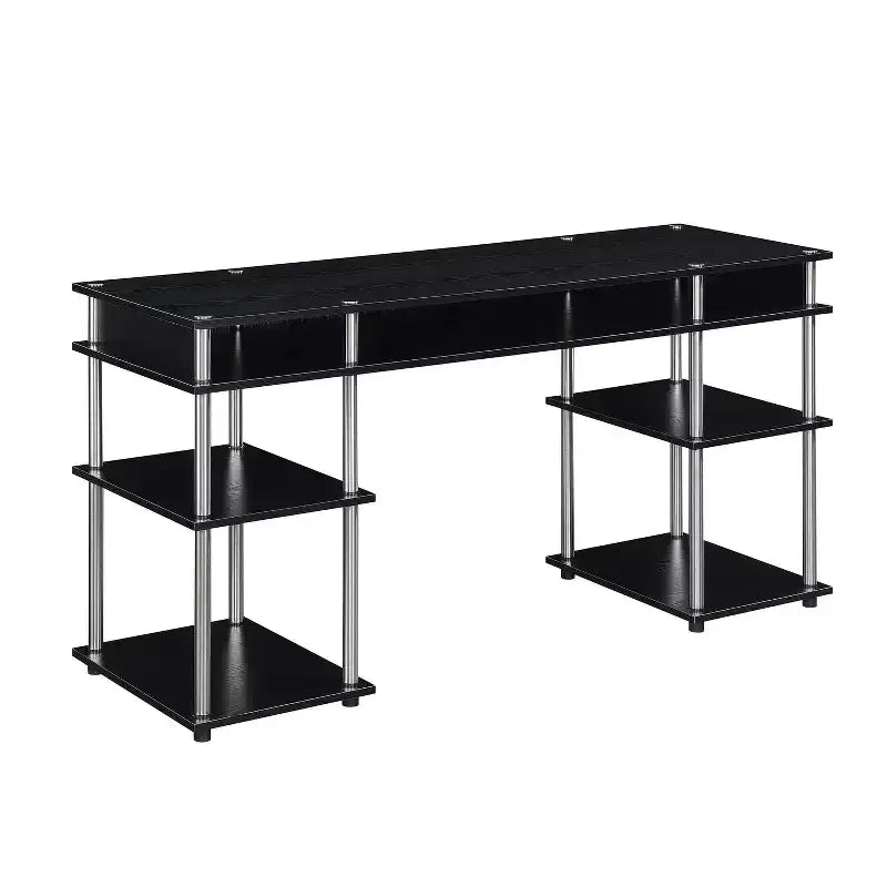 HomeStock 28 in.H Black Color Wood Composite Computer Desks with All Purpose Drawer