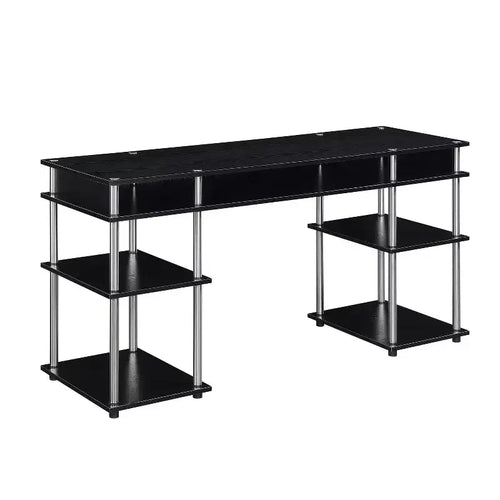 HomeStock 28 in.H Black Color Wood Composite Computer Desks with All Purpose Drawer