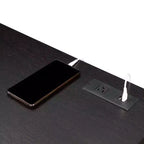 Bureau d'ordinateur HomeStock de 71 cm de haut en bois composite noir avec tiroir universel