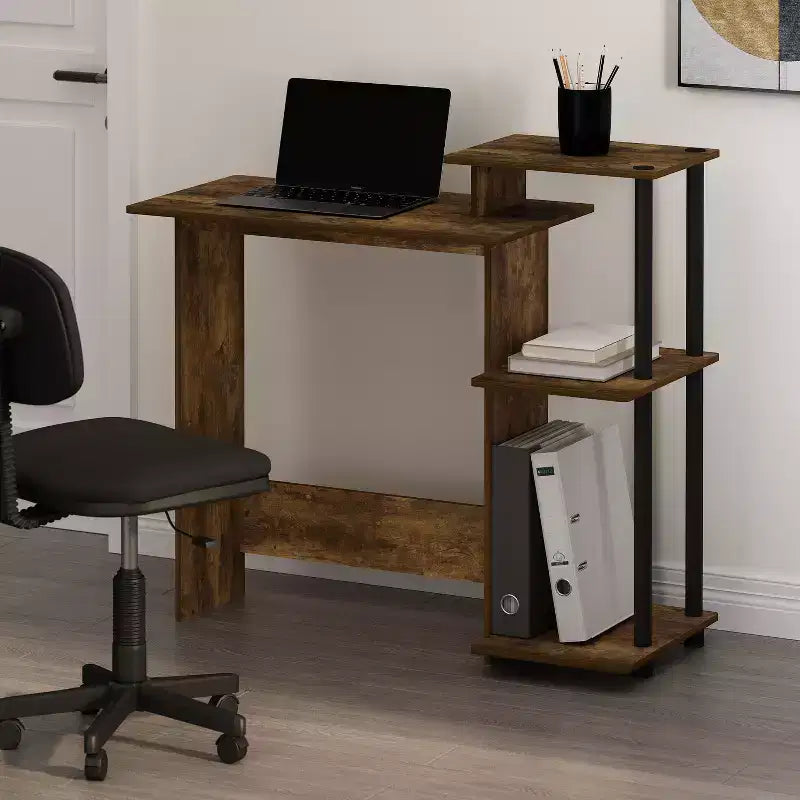 HomeStock Bureau en bois de peuplier couleur or de 76 cm de haut avec tiroir classeur