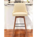 Chaise de bar pivotante 30 po en bois massif, simili cuir crème et brun boisé