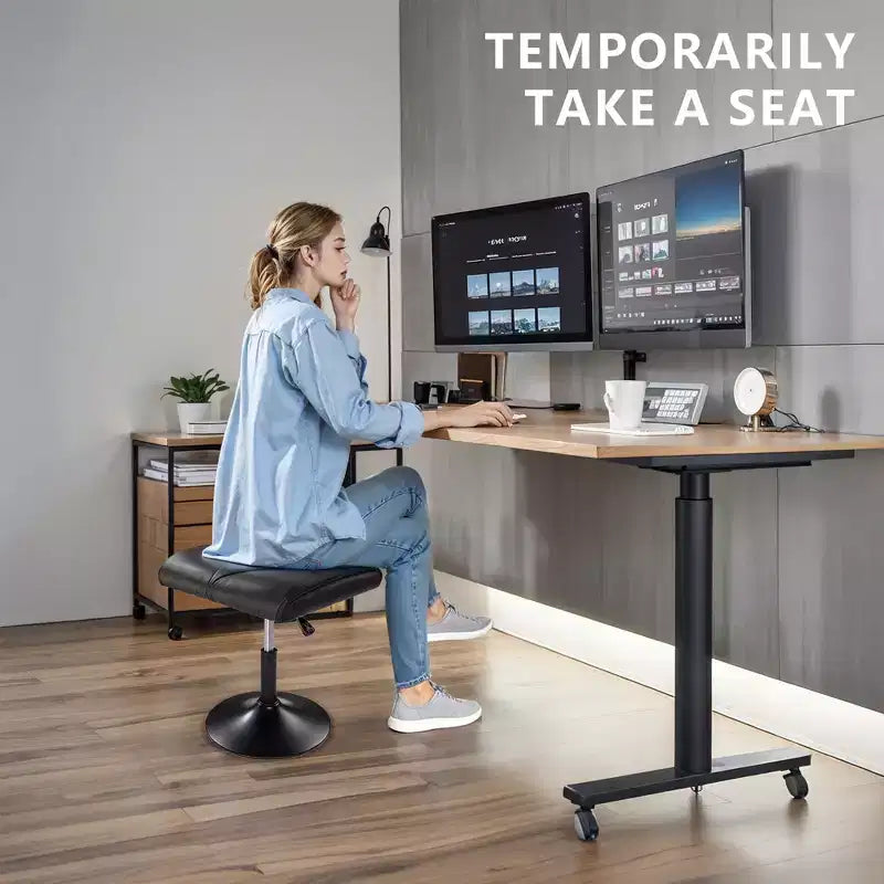 VECELO Repose-pieds Ottoman sous le bureau, en PU, réglable en hauteur, avec rembourrage confortable