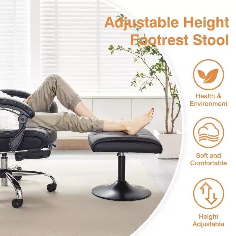 VECELO Repose-pieds Ottoman sous le bureau, en PU, réglable en hauteur, avec rembourrage confortable