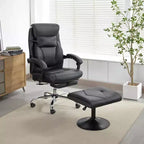 VECELO Repose-pieds Ottoman sous le bureau, en PU, réglable en hauteur, avec rembourrage confortable
