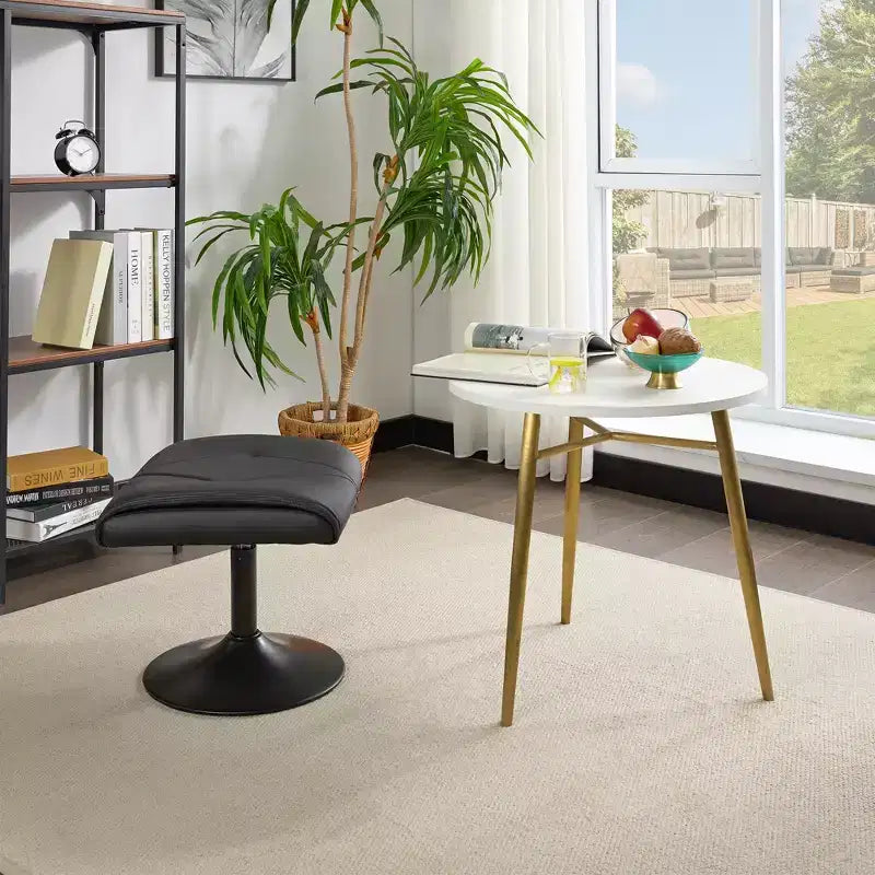 VECELO Repose-pieds Ottoman sous le bureau, en PU, réglable en hauteur, avec rembourrage confortable