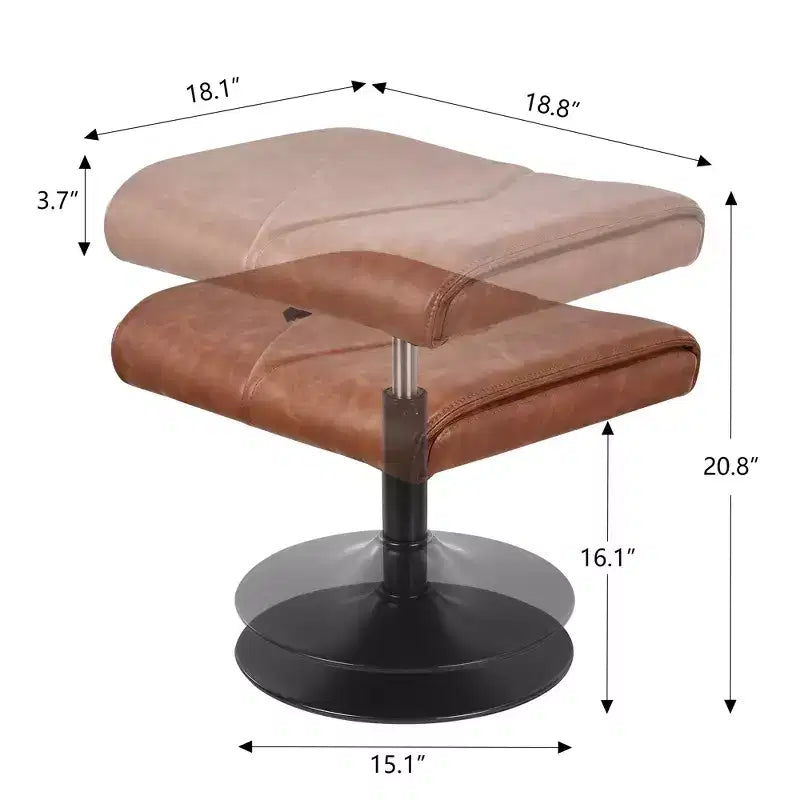 VECELO Repose-pieds Ottoman sous le bureau, en PU, réglable en hauteur, avec rembourrage confortable