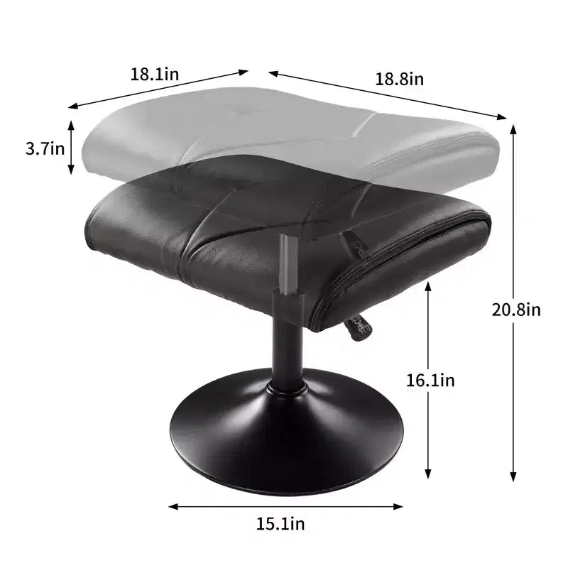VECELO Repose-pieds Ottoman sous le bureau, en PU, réglable en hauteur, avec rembourrage confortable