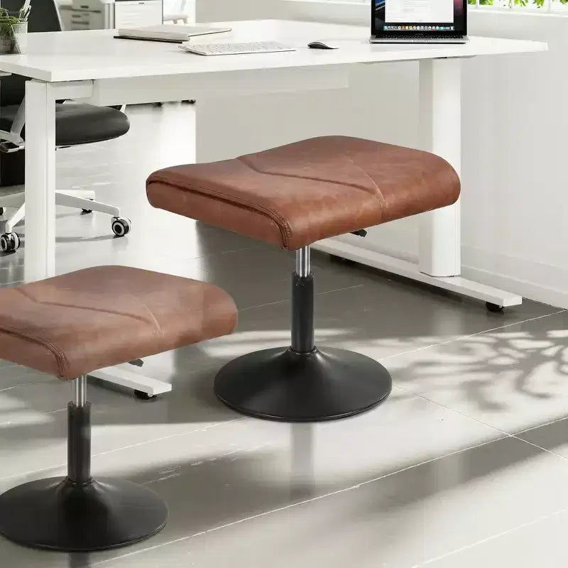 VECELO Repose-pieds Ottoman sous le bureau, en PU, réglable en hauteur, avec rembourrage confortable
