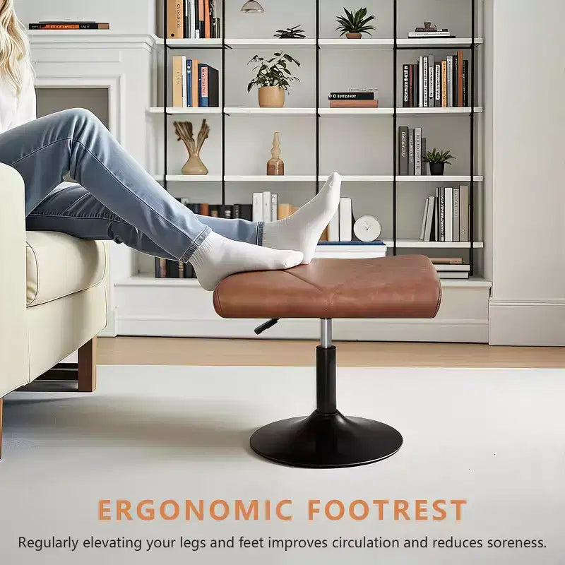 VECELO Repose-pieds Ottoman sous le bureau, en PU, réglable en hauteur, avec rembourrage confortable