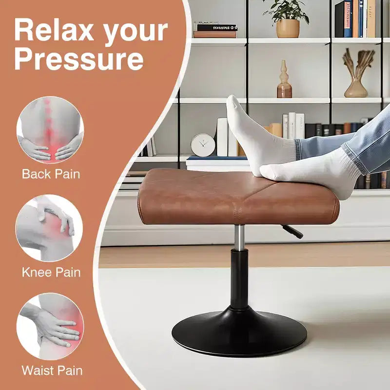 VECELO Repose-pieds Ottoman sous le bureau, en PU, réglable en hauteur, avec rembourrage confortable