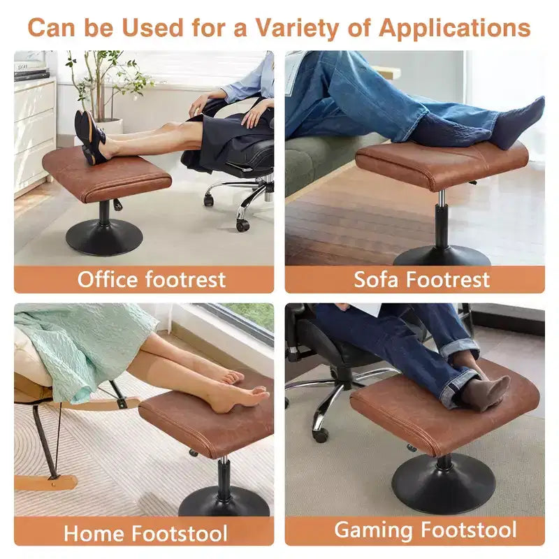 VECELO Repose-pieds Ottoman sous le bureau, en PU, réglable en hauteur, avec rembourrage confortable