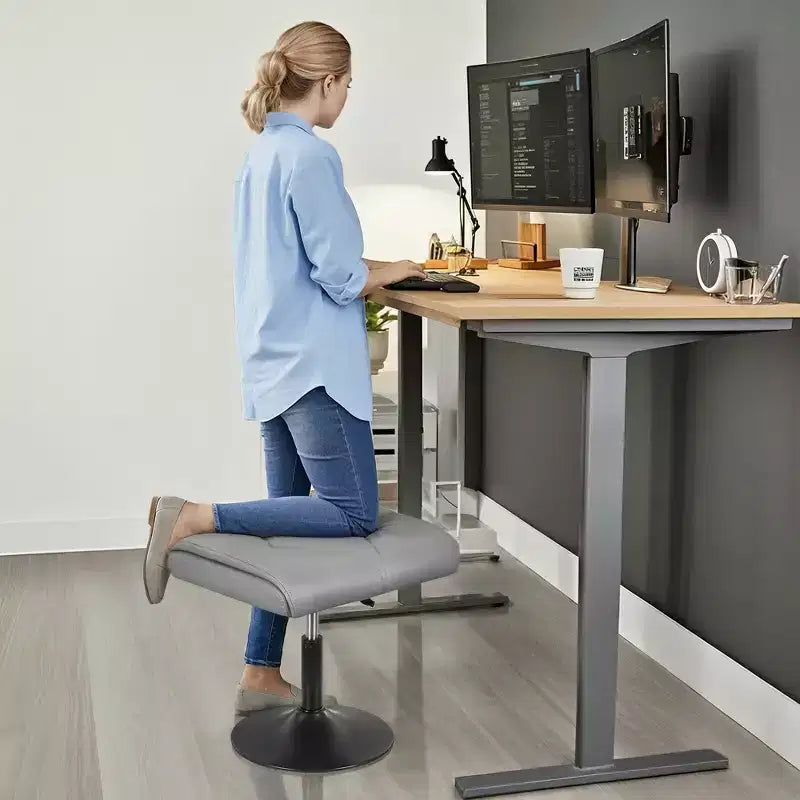 VECELO Repose-pieds Ottoman sous le bureau, en PU, réglable en hauteur, avec rembourrage confortable