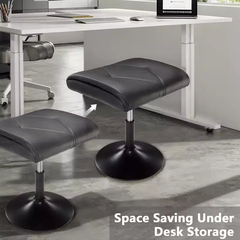 VECELO Repose-pieds Ottoman sous le bureau, en PU, réglable en hauteur, avec rembourrage confortable