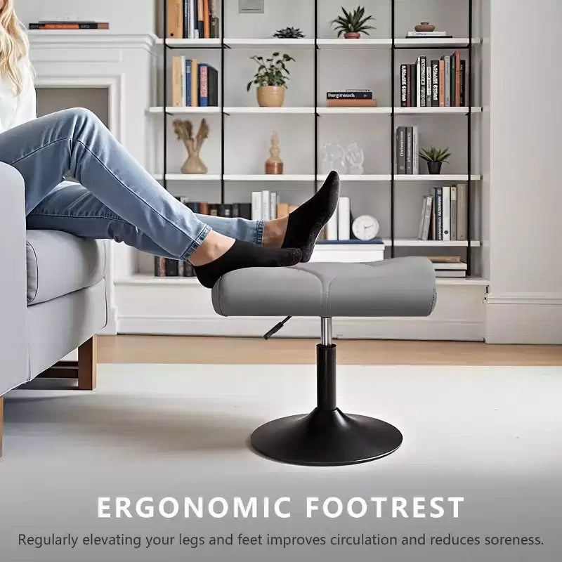 VECELO Repose-pieds Ottoman sous le bureau, en PU, réglable en hauteur, avec rembourrage confortable