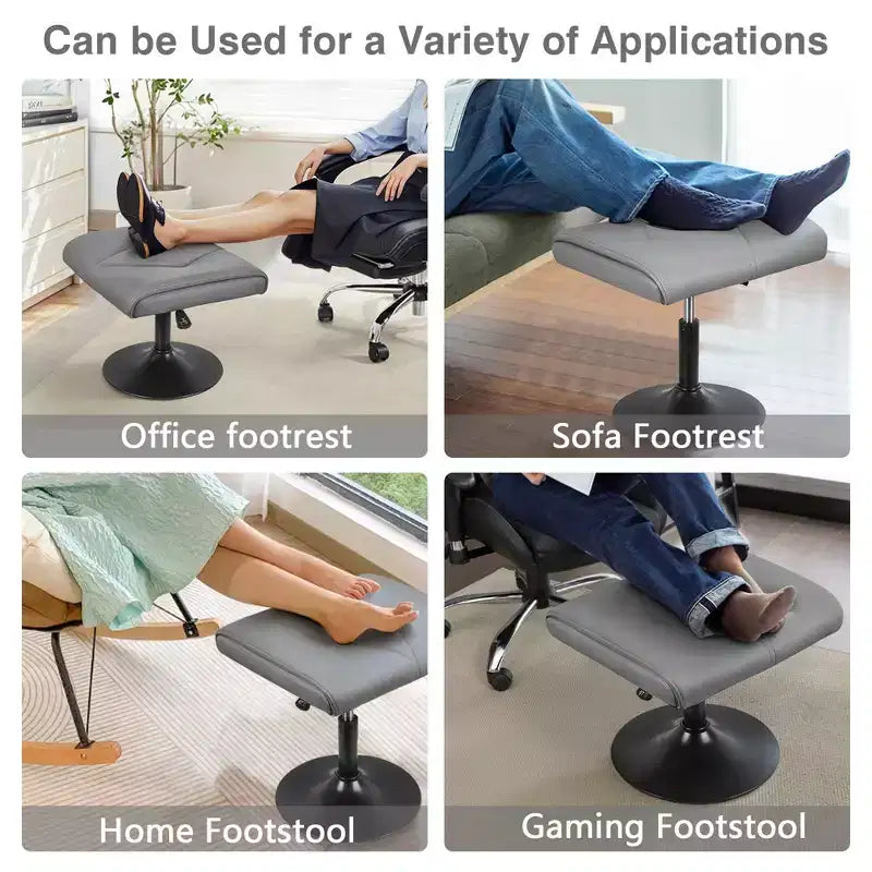 VECELO Repose-pieds Ottoman sous le bureau, en PU, réglable en hauteur, avec rembourrage confortable