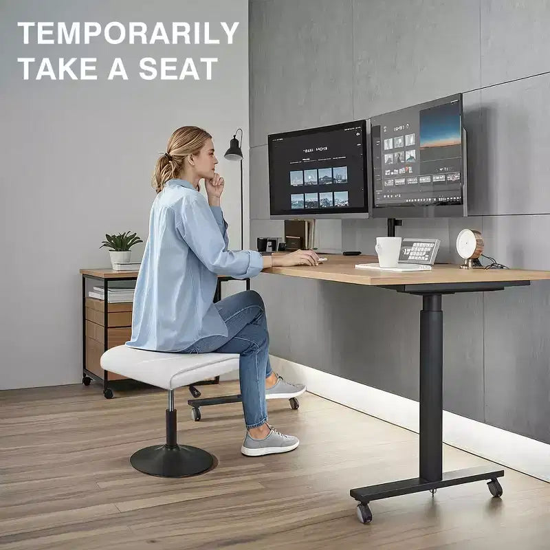 VECELO Repose-pieds Ottoman sous le bureau, en PU, réglable en hauteur, avec rembourrage confortable