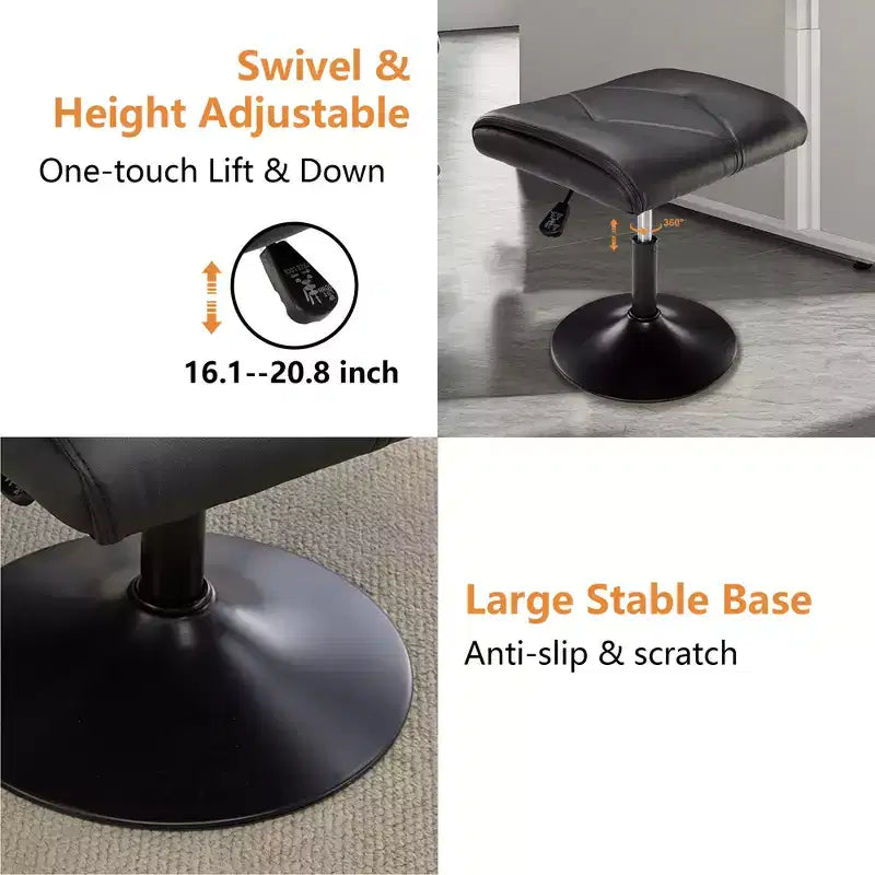 VECELO Repose-pieds Ottoman sous le bureau, en PU, réglable en hauteur, avec rembourrage confortable