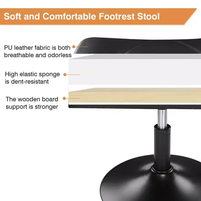 VECELO Repose-pieds Ottoman sous le bureau, en PU, réglable en hauteur, avec rembourrage confortable