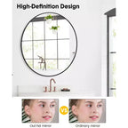 Miroir de salle de bain, miroir à cadre métallique, miroir de courtoisie mural haute définition et respectueux de l'environnement, peut être accroché horizontalement ou verticalement.