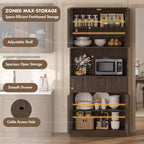 Meuble de Rangement Haut de 70 po avec Comptoir, Meubles Hauts Canné avec Portes et Tiroir, pour Salle de Bain, Salle à Manger, Salon