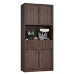 Meuble de Rangement Haut de 70 po avec Comptoir, Meubles Hauts Canné avec Portes et Tiroir, pour Salle de Bain, Salle à Manger, Salon