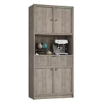 Meuble de Rangement Haut de 70 po avec Comptoir, Meubles Hauts Canné avec Portes et Tiroir, pour Salle de Bain, Salle à Manger, Salon