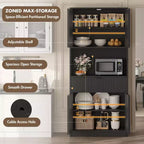 Meuble de Rangement Haut de 70 po avec Comptoir, Meubles Hauts Canné avec Portes et Tiroir, pour Salle de Bain, Salle à Manger, Salon