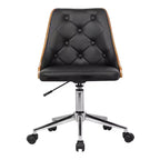 HomeStock Fauteuils de bureau pivotants avec siège en similicuir blanc et hauteur réglable de 38 po