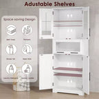 Armoire haute de salle de bain avec portes et étagères réglables, 5 compartiments, convient pour le salon, la cuisine ou la salle à manger.