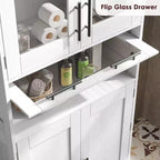 Armoire haute de salle de bain avec portes et étagères réglables, 5 compartiments, convient pour le salon, la cuisine ou la salle à manger.