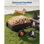 Remorque Lourd de VTT Benne Basculante en Acier, 340 kg (750 livres) 0,42 m³ (15 pieds cubes), Utilitaire de Jardin avec Côtés Amovibles pour Tracteur Tondeuse Autoportée