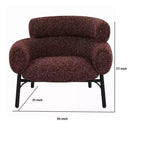 Fauteuil Royal Hampton, dossier incurvé, tissu tweed rouge marron, pieds en métal noir