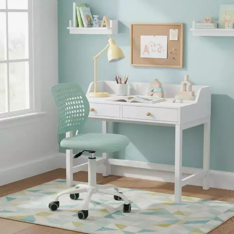 Chaise de bureau pivotante pour enfants Homy Casa avec siège rembourré et roulettes