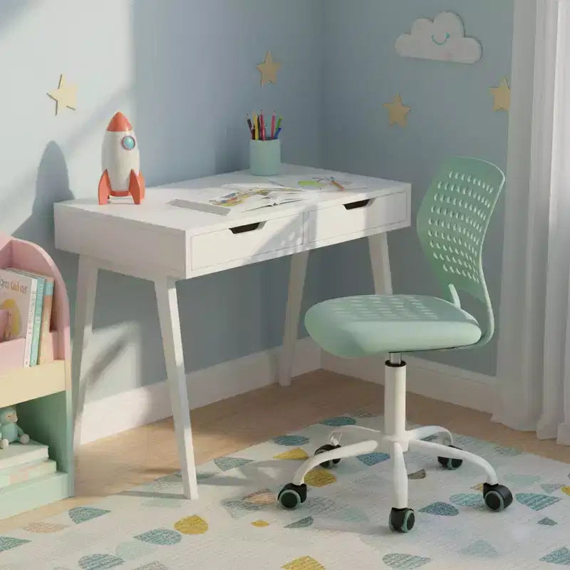 Chaise de bureau pivotante pour enfants Homy Casa avec siège rembourré et roulettes