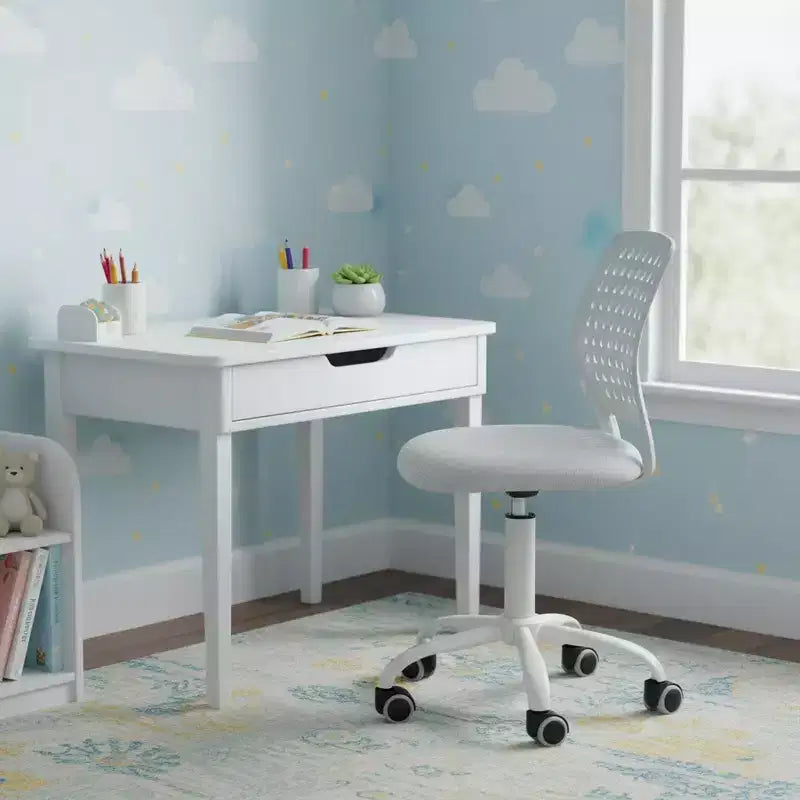 Chaise de bureau pivotante pour enfants Homy Casa avec siège rembourré et roulettes