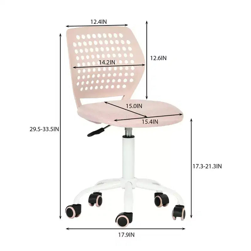 Chaise de bureau pivotante pour enfants Homy Casa avec siège rembourré et roulettes